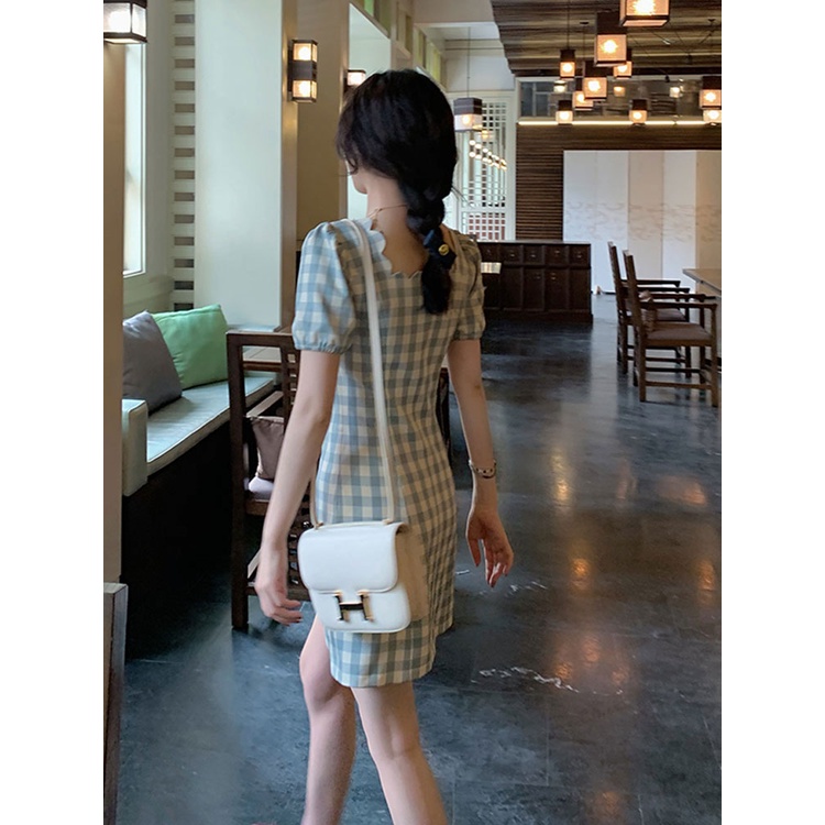 Đầm Tiểu Thư, Váy Tiểu Thư Mori Girl  Tay Phồng Họa Tiết Kẻ Siêu Ngọt Ngào Cho Nữ