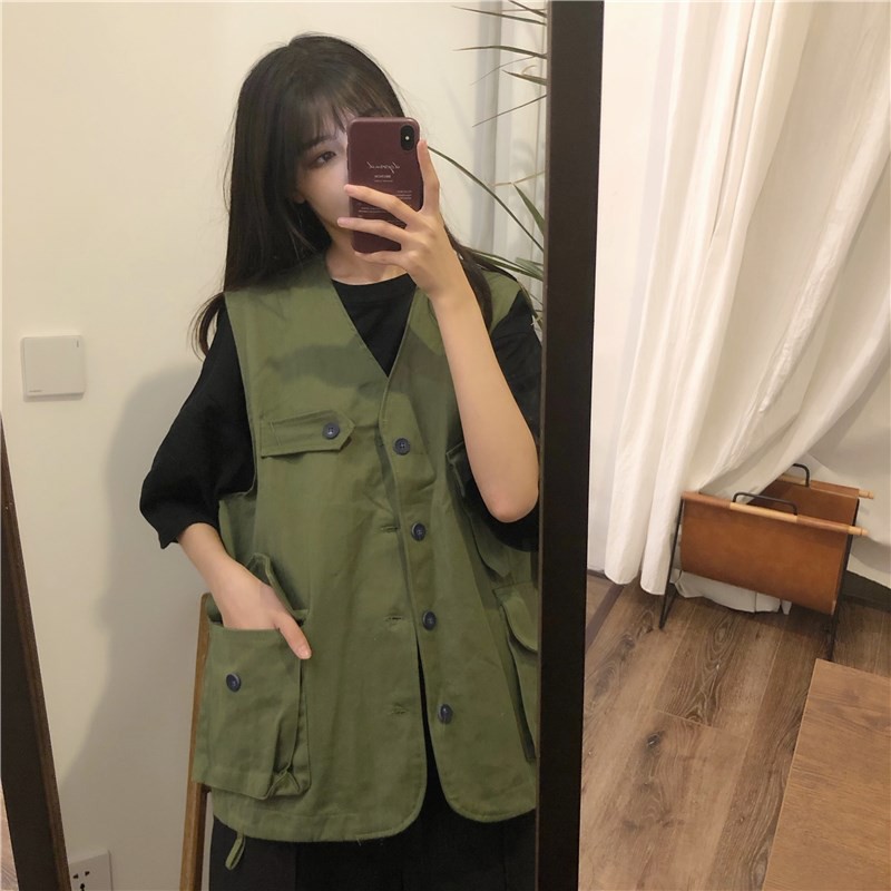 [Có sẵn]🌿 Áo khoác gile kaki mỏng túi hộp ulzzang 🔥 | BigBuy360 - bigbuy360.vn