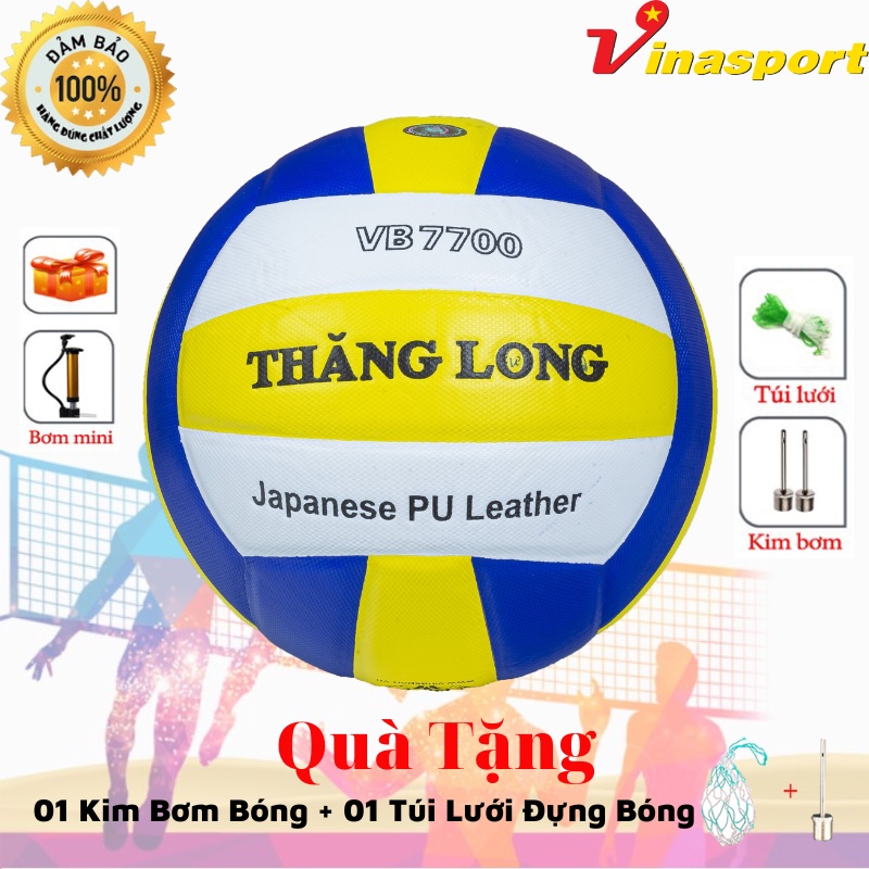 Bóng Chuyền Thi Đấu Thăng Long CHÍNH HÃNG VB7700 Da Nhật Tặng Kim Bơm+Túi Lưới Giá Rẻ