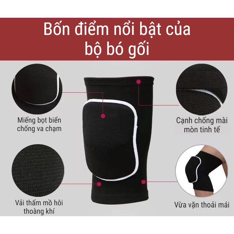 Bộ 2 bó gối thể thao, Có Đệm Dày Bảo Vệ Gối, Băng Gối Chống Chấn Thương Tập Yoga, Gym, Bóng Chuyền, Bóng Đá [GP4]