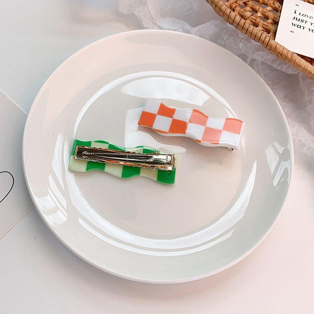 Kẹp Tóc Họa Tiết Kẻ Sọc / Hình Học Bằng Acrylic Thời Trang Cho Nữ