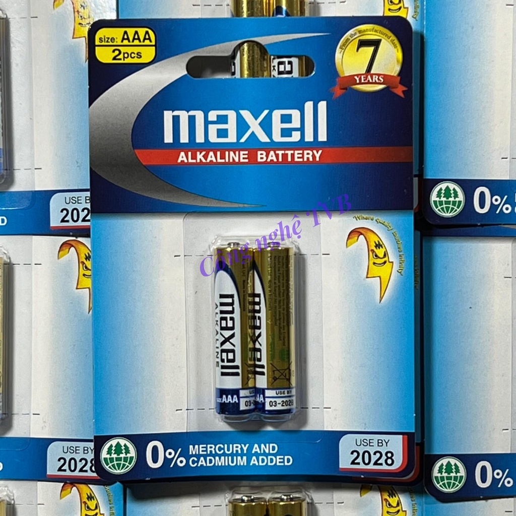Pin Maxell AAA alkanine LR03 /2B vỉ 2 viên chính hãng