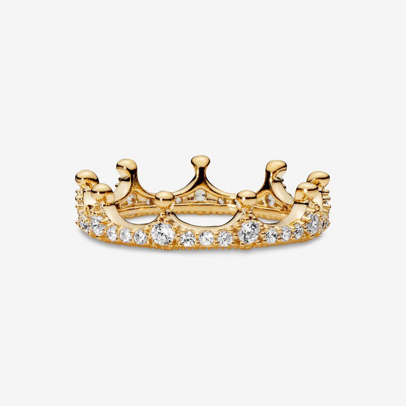 Nhẫn Pandora Mạ Bạc 925 Hình Vương Miện Lấp Lánh Phong Cách Cổ Điển