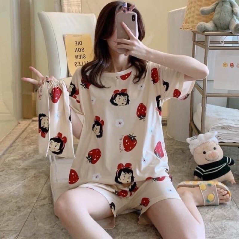 [FREESHIP, ảnh thật] đồ ngủ bộ mặc nhà chất thun cotton hoạ tiết đáng yêu, giá rẻ, thiết kế rộng dãi, thoải mãi