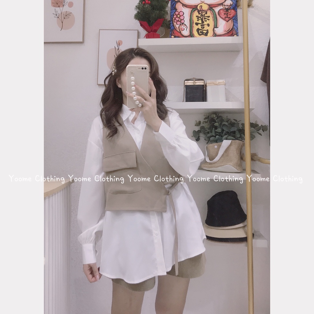 Set gile kèm sơ mi giấu quần chất kate có thể tách rời cho nữ Yoome Clothing ( ảnh thật tại shop )