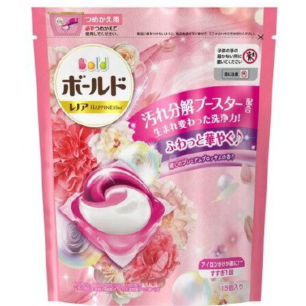 Viên giặt xả Gelball Renoa Happiness mẫu mới 16 viên màu hồng nội địa Nhật Bản