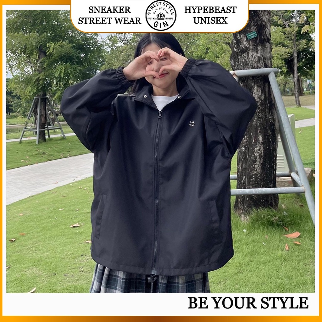 Áo khoác dù Jacket Nam Nữ UNISEX nón/mũ tháo rời phong cách ulzzang form rộng Hàn Quốc - Gin Store