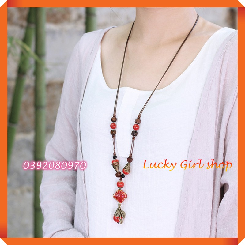 Vòng Cổ, Dây Đeo Cổ Handmade Gắn Đá Màu Phong Cách Bohemian - Lucky Girl shop