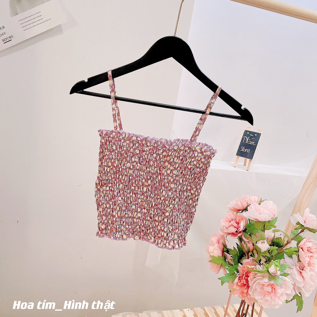 Áo voan kiểu hoa nhí nữ trễ vai 2 dây cao cấp dễ thương năng động giá rẻ phù hợp đi chơi