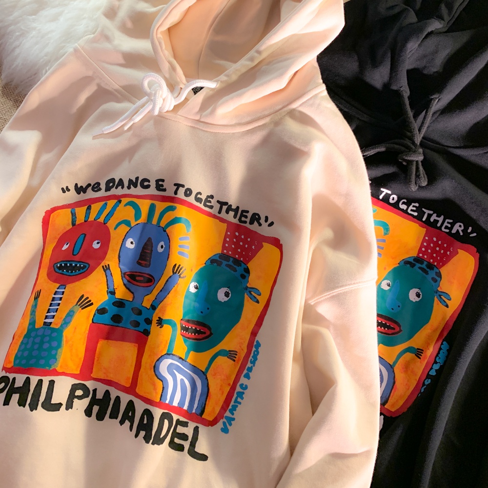 NRVP Áo Hoodie Tay Dài Oversize In Họa Tiết Phong Cách Hàn Quốc Kiểu Mới Cho Nam / Nữ
