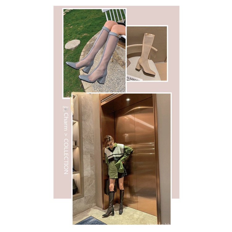 Giày Bốt Lưới Cao Gót Đế Dày Thời Trang Mùa Hè Cho Nữ