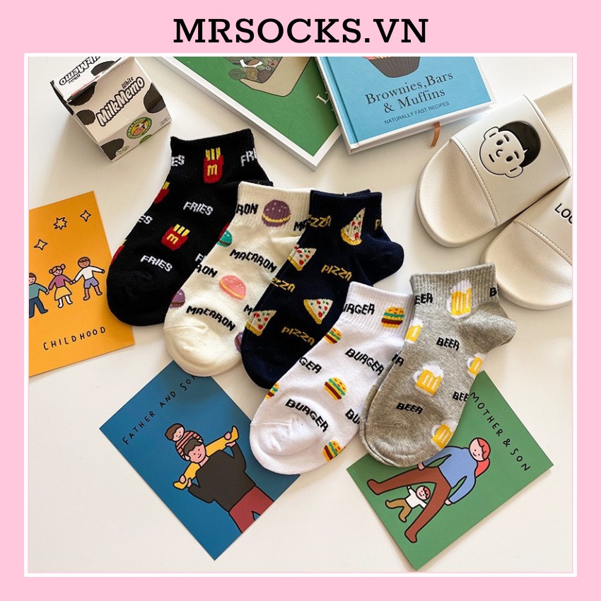 Tất cổ ngắn nam nữ vớ fast food cố thấp thời trang hàn quốc đẹp giá rẻ cotton kháng khuẩn MRSOCKS VN010