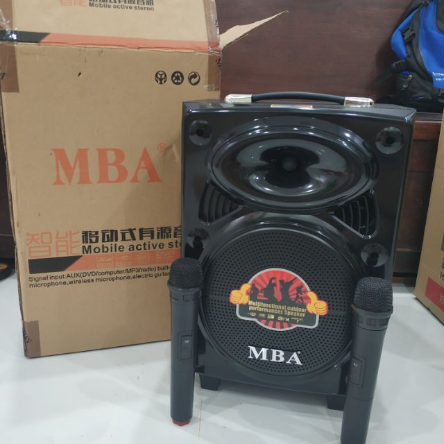 Loa kéo 2 tấc MBA kèm 2 mic ko dây