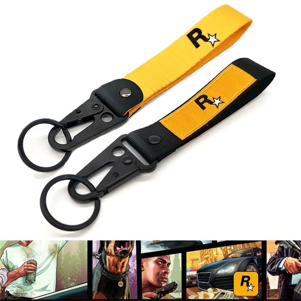 LANFY Dây Móc Chìa Khóa Xe Đua JDM GTA5 Chất Liệu Nylon Màu Vàng In Logo Độc Đáo
