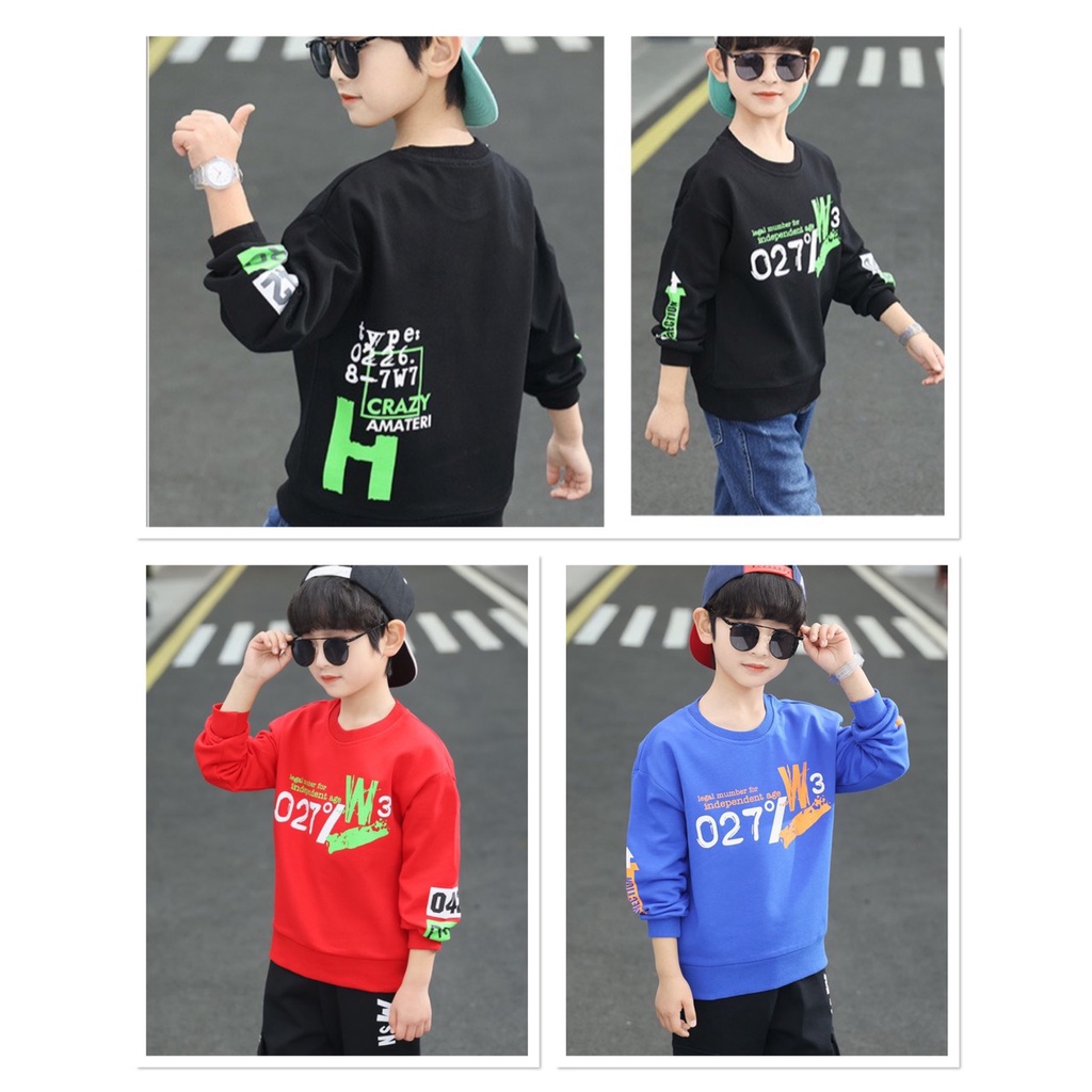 Áo thu đông cho bé trai mùa 14-45kg mẫu W3 CRAZY . Hàng may kỹ, thiết kế cá tính. MA76