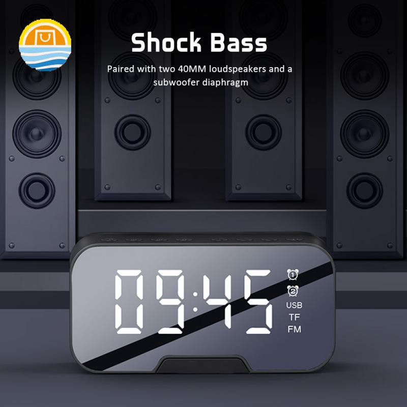 Loa Bluetooth Không Dây Kiêm Đồng Hồ Báo Thức Có Đèn Led Và Phụ Kiện