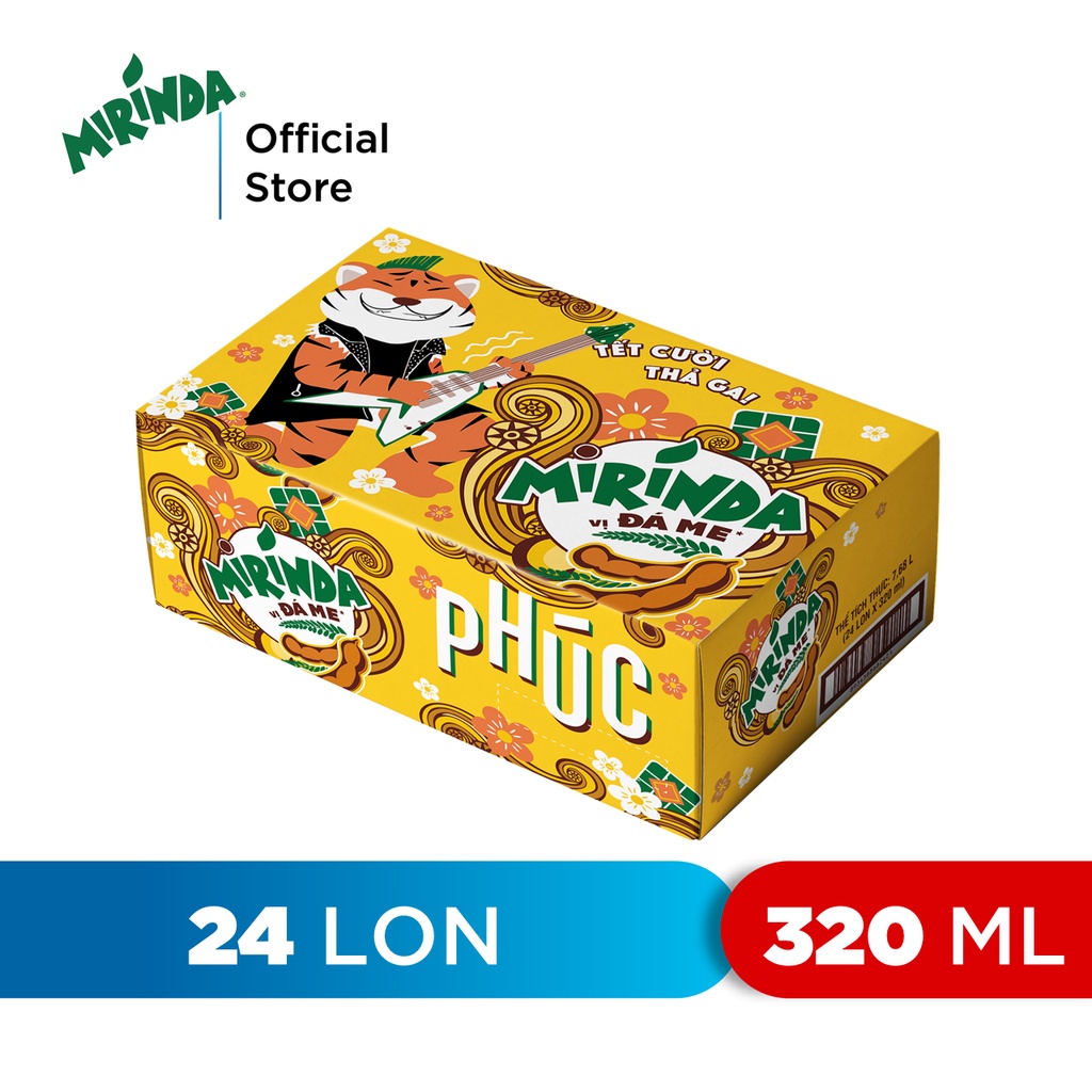 Thùng 24 Lon Nước Ngọt Có Gaz Mirinda Đá Me (320ml/lon)