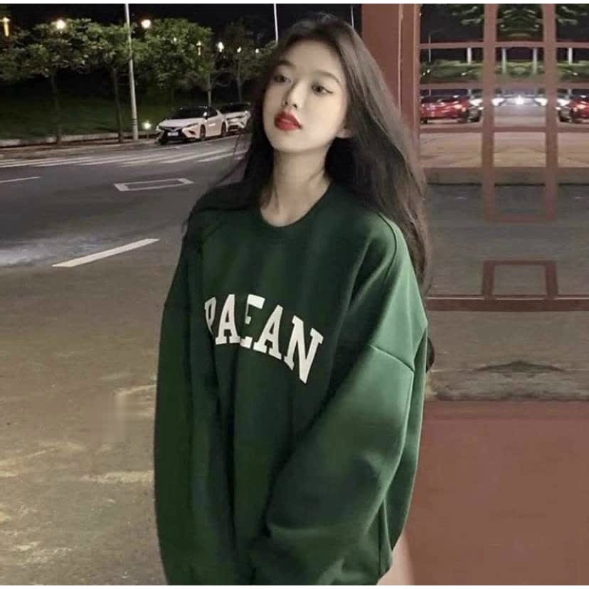 Áo Sweater Nữ Chui Đầu Paean Vải Nỉ Bông Mềm Mịn Form Rộng Màu Xanh Mặc Đẹp Siêu Hot NEW UNISEX