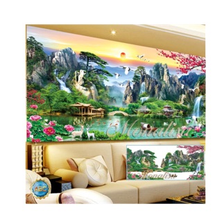 Tranh đính đá Sơn thủy hữu tình 2mx90cm 120x60cm