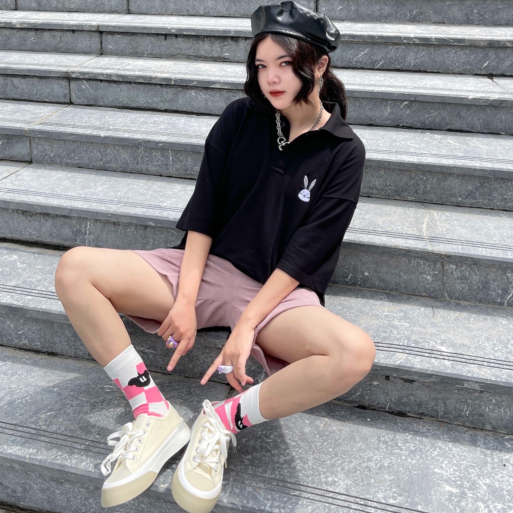 Áo Thun Polo Cao Cấp Tay Lỡ MYO Vải Thêu Rabbit P015