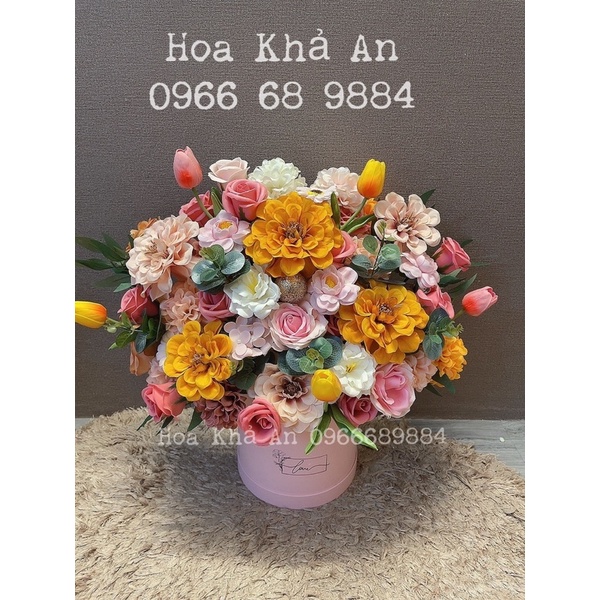 Lẵng hoa sáp mix Lụa cao cấp cực xịn. KT 40x50cm