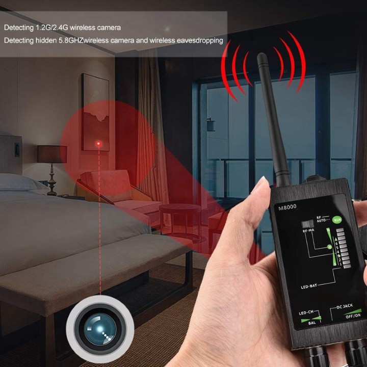 MÁY DÒ PHÁT HIỆN CAMERA GIÁM SÁT, ĐỊNH VỊ GPS, THIẾT BỊ GHI ÂM NGHE LÉN M8000