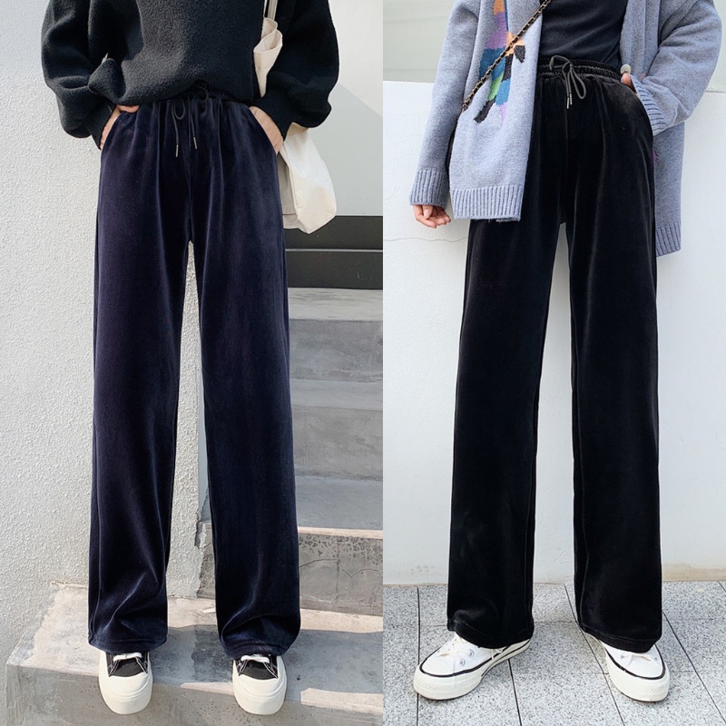 Quần Nhung Ống Loe Lưng Cao Màu Sắc Thời Trang Cho Nữ