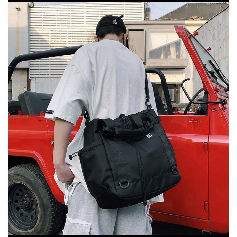 Túi xách tay đeo vai LEACAT nylon sức chứa lớn chống thấm nước phong cách hip hop dạo phố du lịch thời trang cho nam