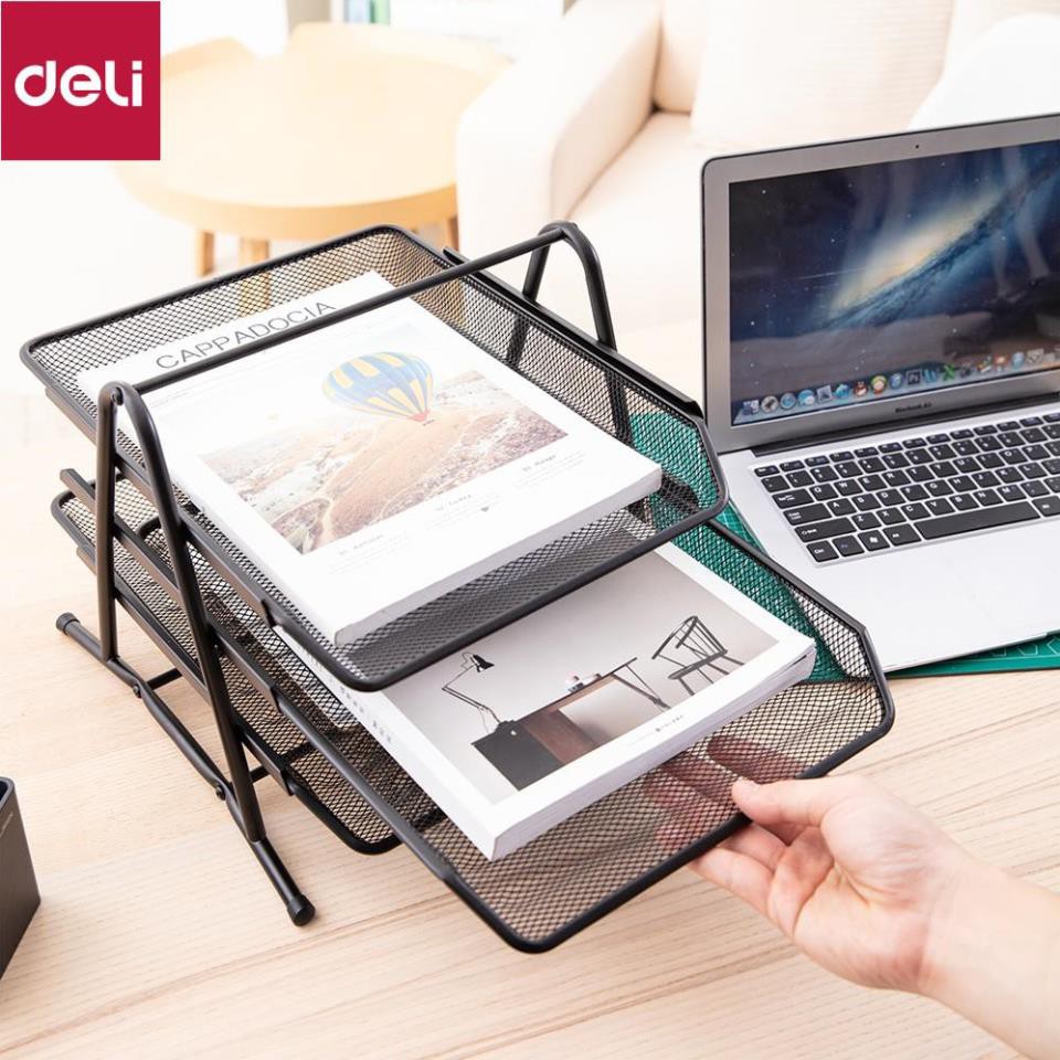 Khay đựng tài liệu 3 tầng Deli, Đen - E9181 [Deli]