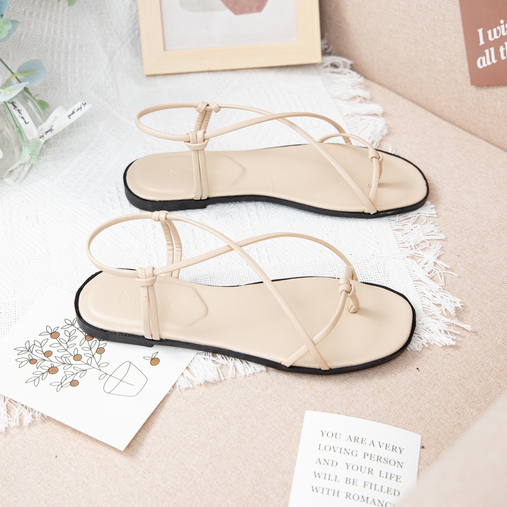 Giày MWC 2869 - Giày Sandal Đế Bệt, Sandal Dây Mảnh Xỏ Ngón Nữ Tính Hot Trend