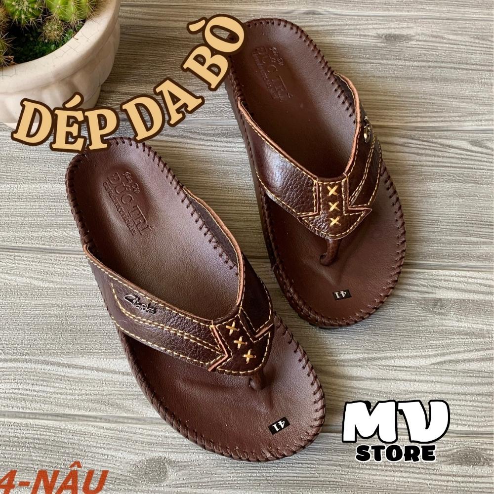 Dép kẹp nam, dép nam xỏ ngón da bò đế lõm cao cấp hàng VNXK DT04