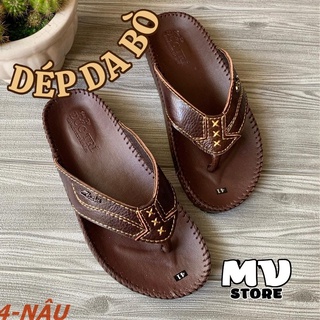 Dép kẹp nam, dép nam xỏ ngón da bò đế lõm cao cấp hàng VNXK DT04