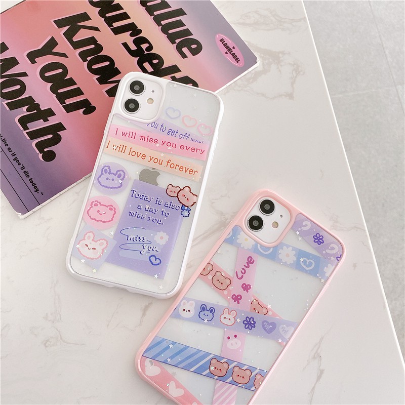 Ốp lưng iphone - Ốp iphone Kim tuyến Tape Bear 6/6s/6plus/6splus/ 7plus/ 8plus / x /xs /xs max /11 /11 promax DT03