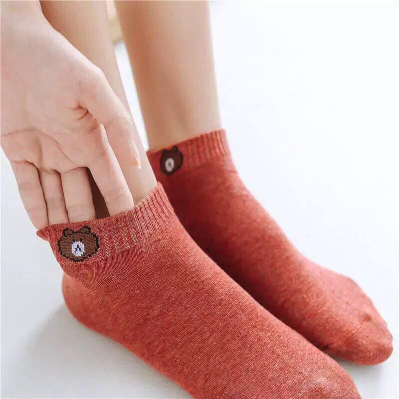 set 10 đôi tất cổ ngắn hình gấu cao cấp