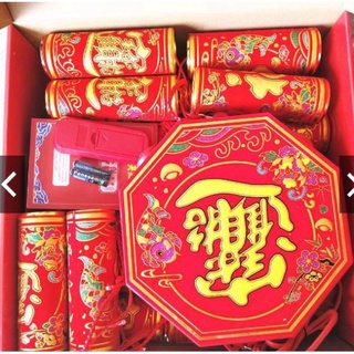 Pháo điện tử trang trí, pháo điều khiển từ xa dài 2m1 kèm quà tặng có đèn LED