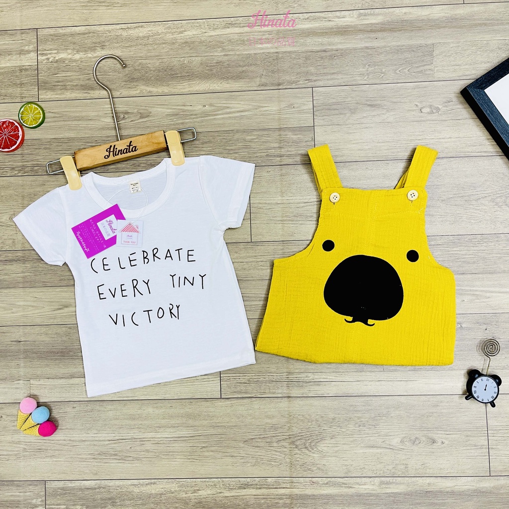 Set quần áo yếm Unisex Hinata - chất liệu đũi thoáng mát BF63