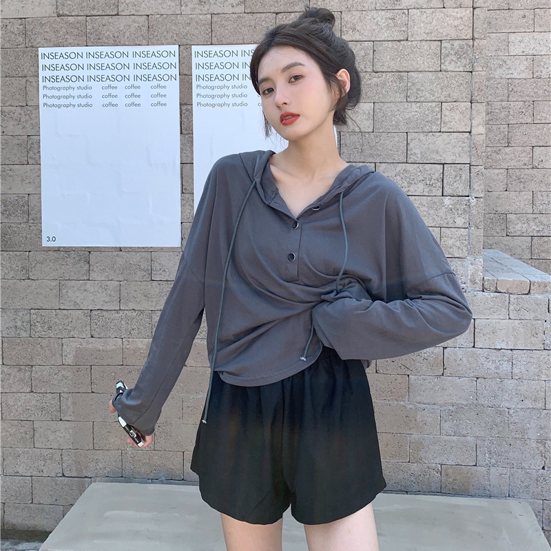 Áo Hoodie Tay Dài Dáng Rộng Phong Cách Hàn Quốc Mới