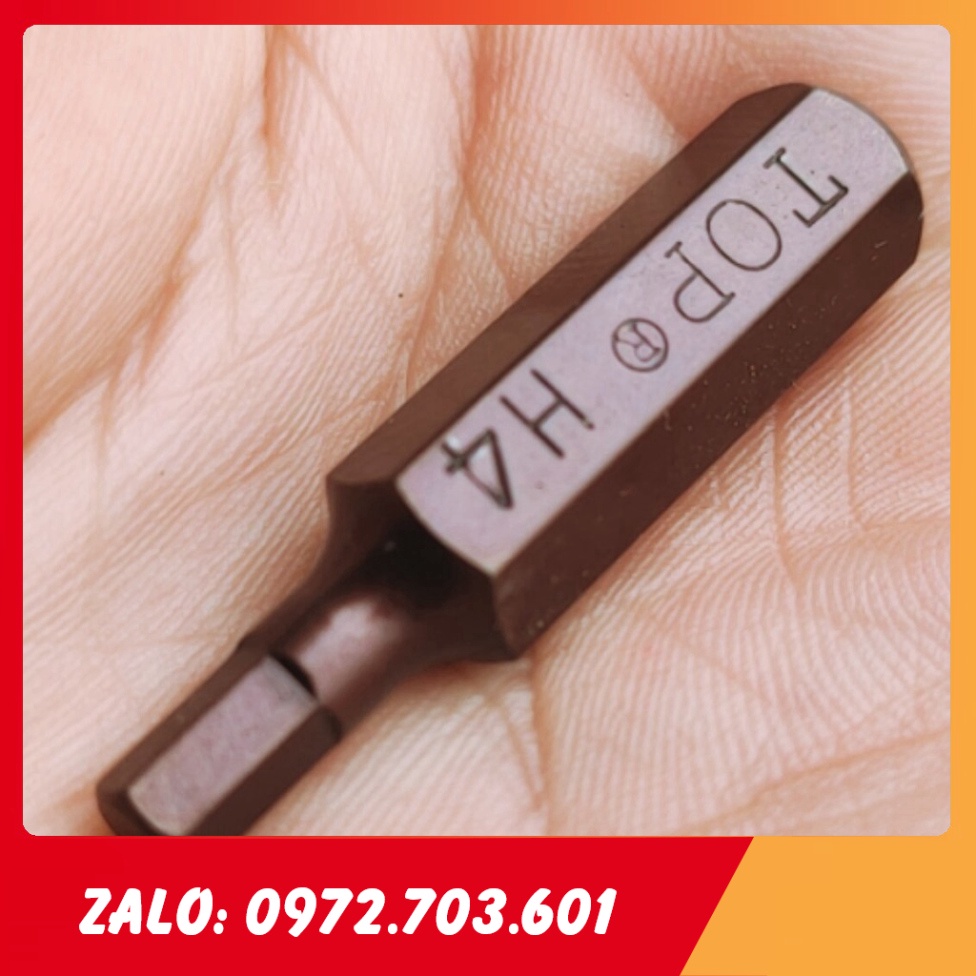 Mũi đóng lục giác Top, size 4mm, lắp vào bộ tô vít đóng.