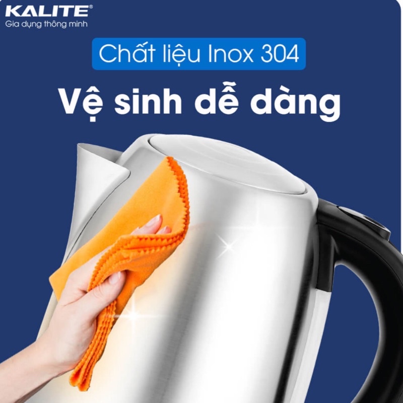 ẤM SIÊU TỐC 1,7L KALITE KL-301 ẤM ĐUN NƯỚC SIÊU TỐC 1850W CHẤT LIỆU INOX 304 BẢO HÀNH 12 THÁNG