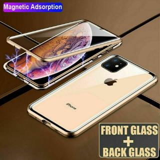 For New iPhone 11 Pro Max 360° Front+Back Glass Magnetic Adsorption Case Cover
