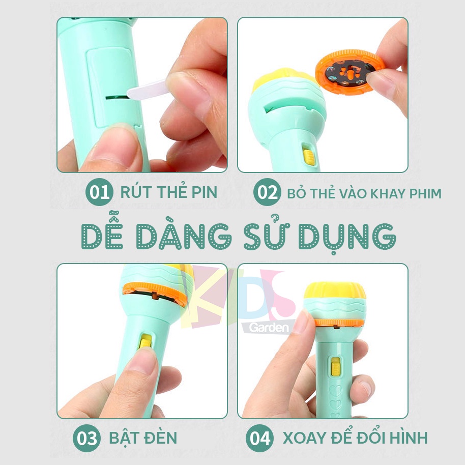 Đồ chơi đèn pin chiếu hình cho bé với nhiều chủ đề đa dạng DCGD03 KIDS GARDEN