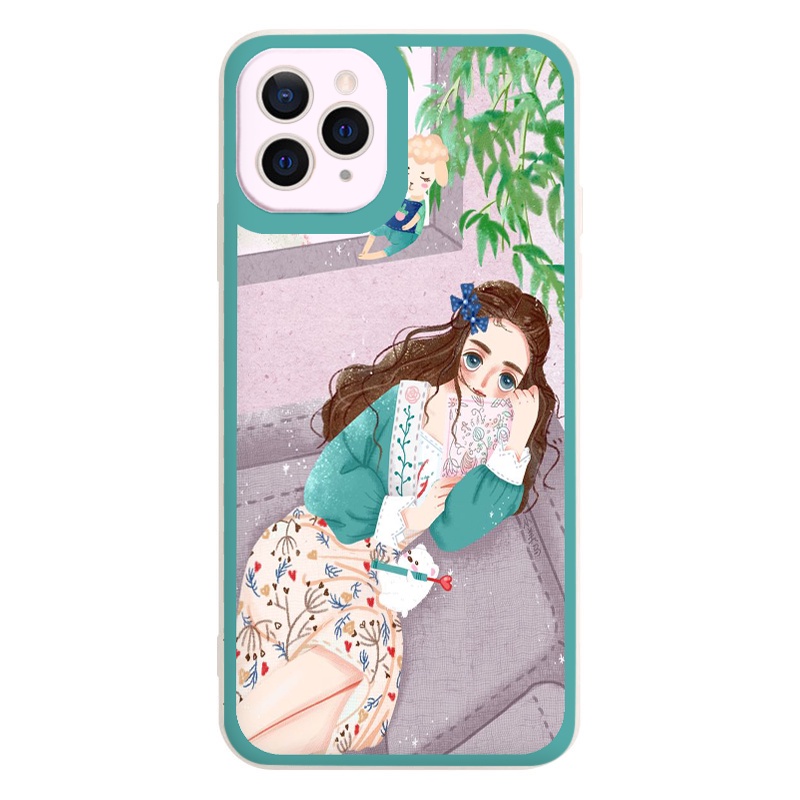 Ốp iphone cạnh vuông Cô gái nằm bên cửa sổ cho ip 6/8/7/plus/x/xr/xsmax/12 pro max/11pro max/13 pro max-nt019