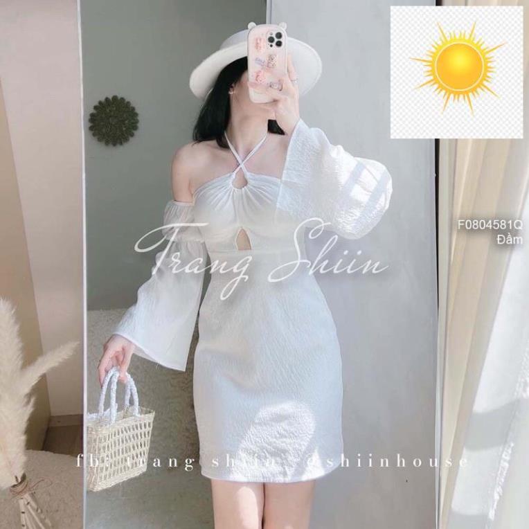 ✊👊 Đầm body dây chéo cổ yếm tay loe ✊👊