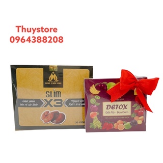 Giảm cân slim x3 đông y thảo mộc linh,tặng kèm detox ban đêm 20 ,đánh bay mỡ thừa,giảm béo, giảm cân