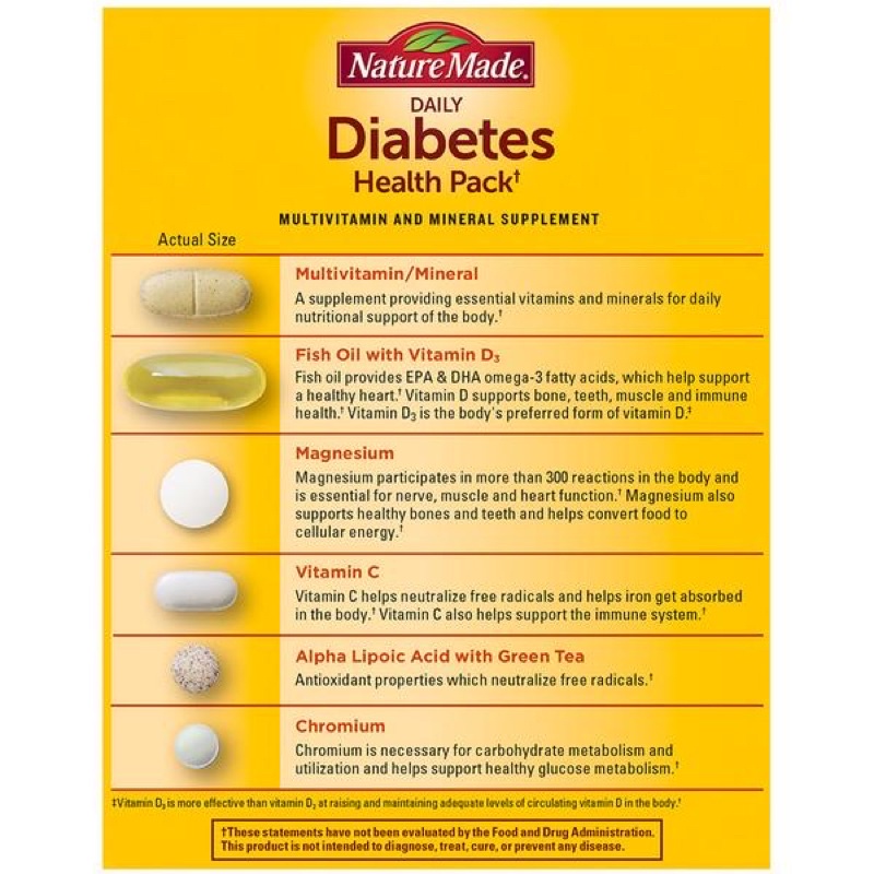 tiểu đường 60 gói Diabetes Nature made của Mỹ