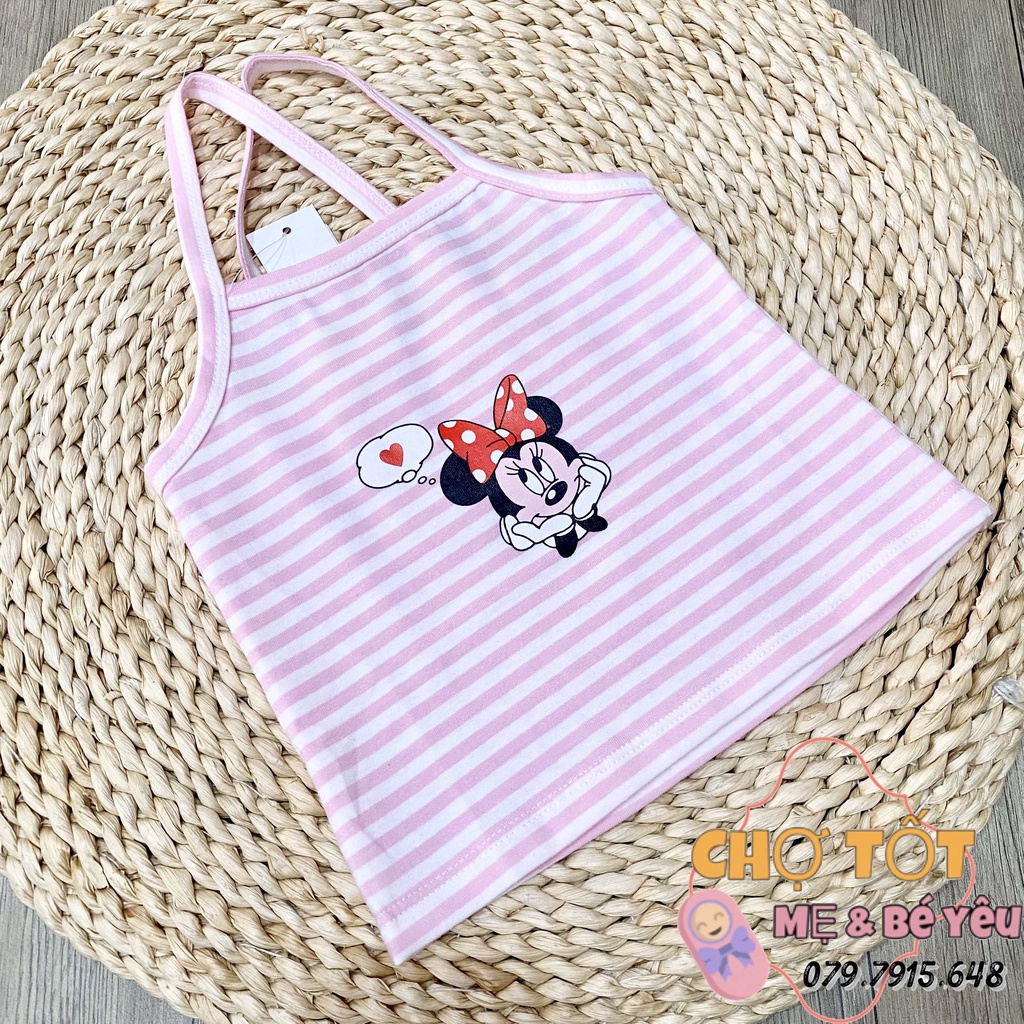 Áo dây bé gái sọc in mickey mặc hè