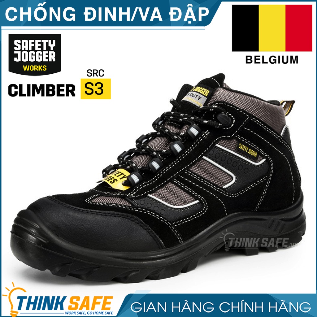 Giày bảo hộ Jogger Climber S3 mũi Composite chống va đập, chống đâm xuyên, da lộn siêu bền, chống thấm nước - Thinksafe