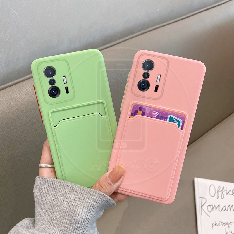 Ốp điện thoại silicone mềm có ngăn đựng thẻ cho Xiaomi Mi 11T Pro Xiaomi11T Xiaomi11TPro 5G
