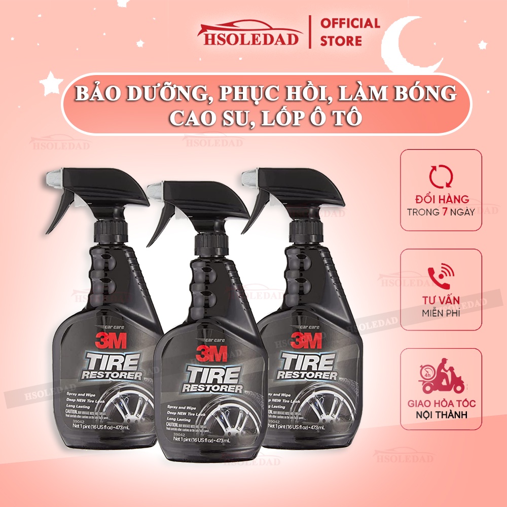 Chai xịt bảo dưỡng, phục hồi cao su, lốp ô tô hãng 3M 39042 (Hàng Mỹ)