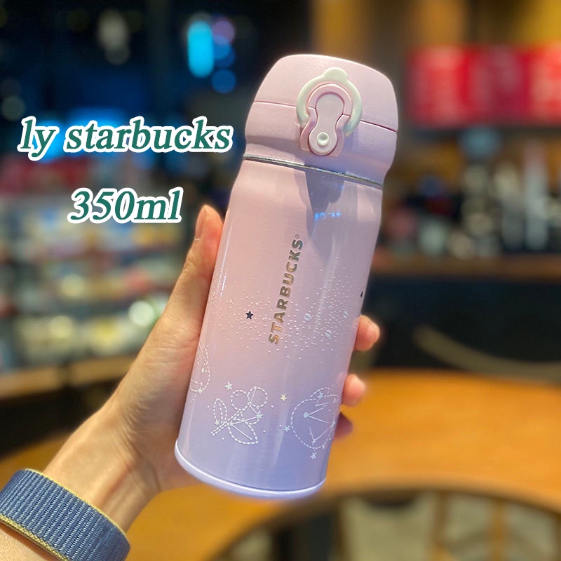 ly starbucks giữ nhiệt 350ml Thỏ tím dễ thương Phim hoạt hình Chai nước đồng thương hiệu Hộp quà cho trẻ em